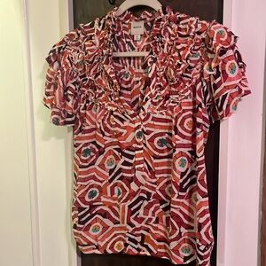 Anthropologie Maeve spring print blouse size M